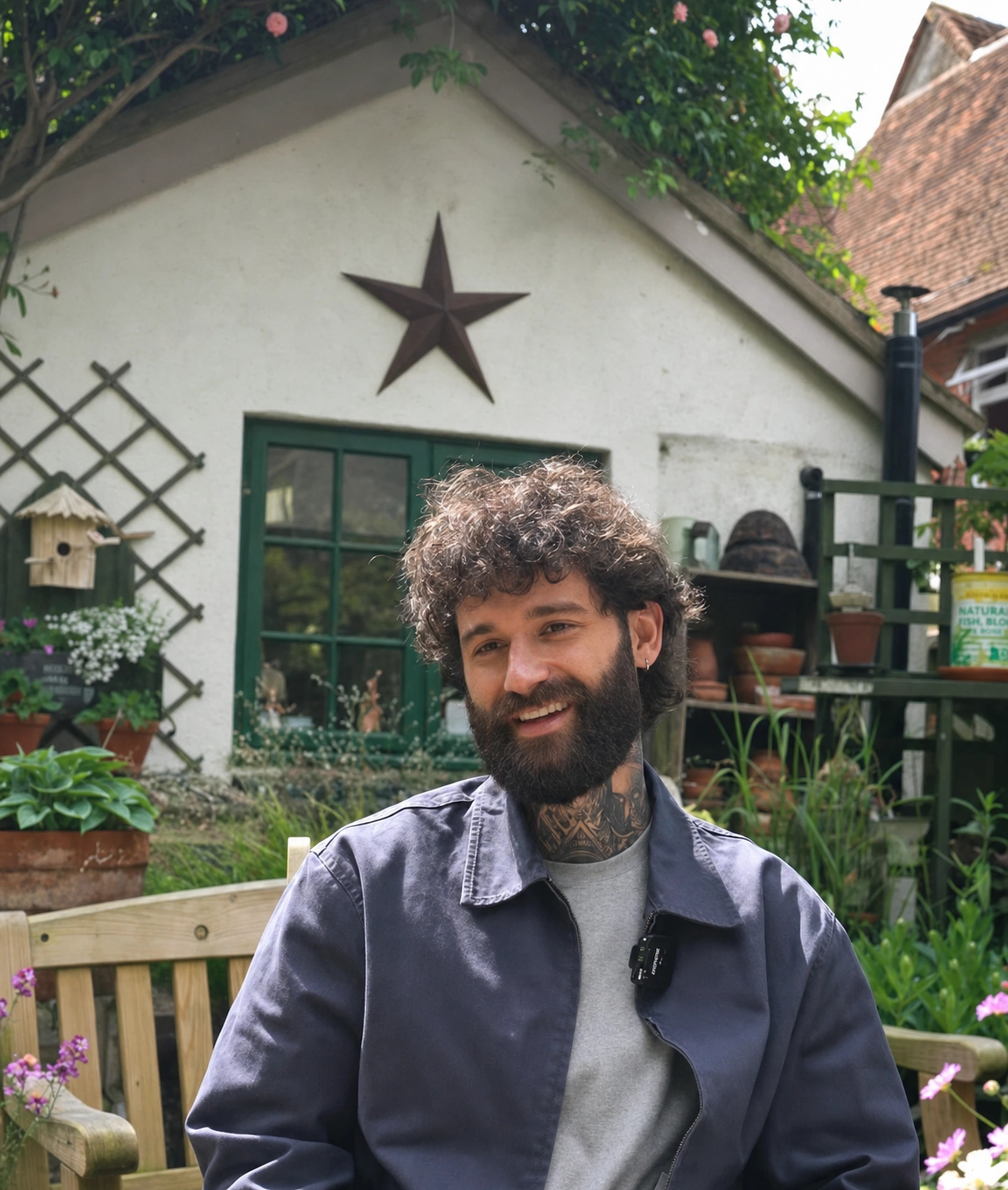 Joe Brooker talking in a relaxed garden setting